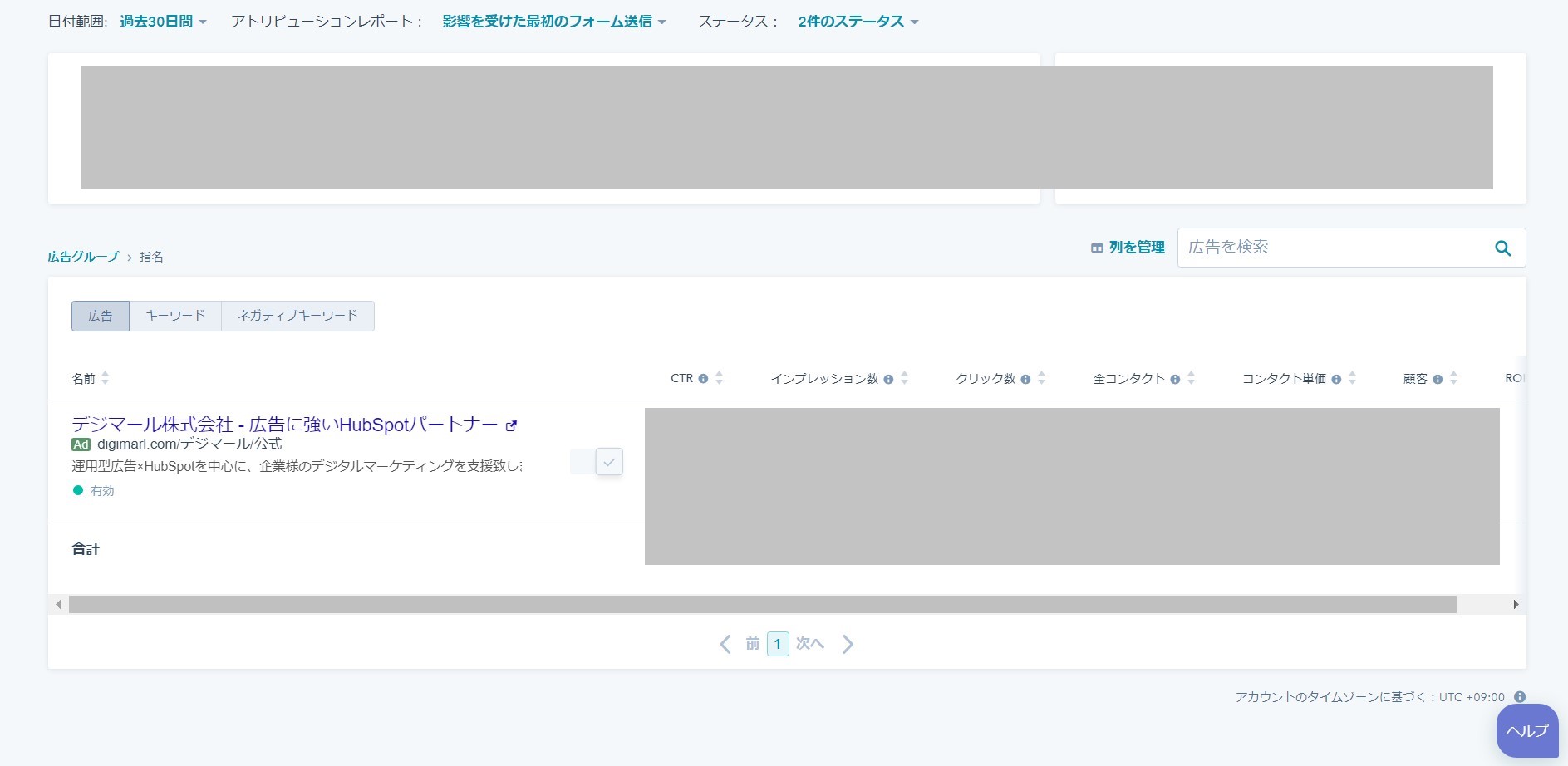HubSpotの広告選択