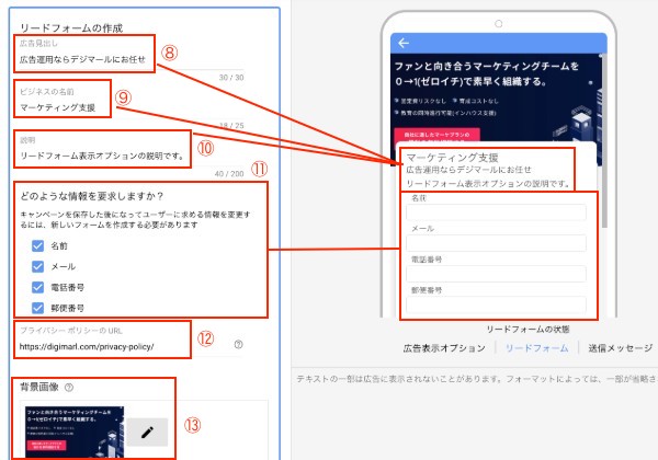 リードフォーム表示オプション設定方法3